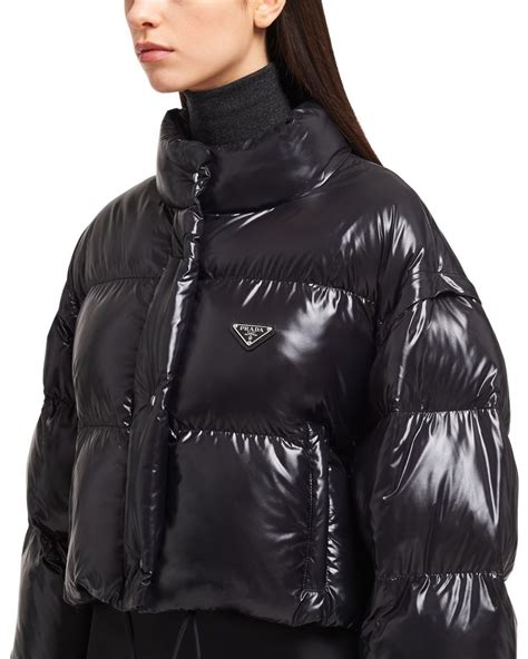 prada cire nylon puffer jacket|black Prada puffer jacket cropped.